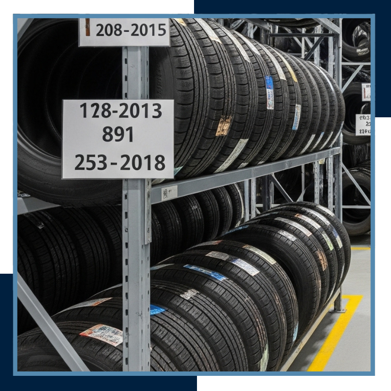 rows of tire storage