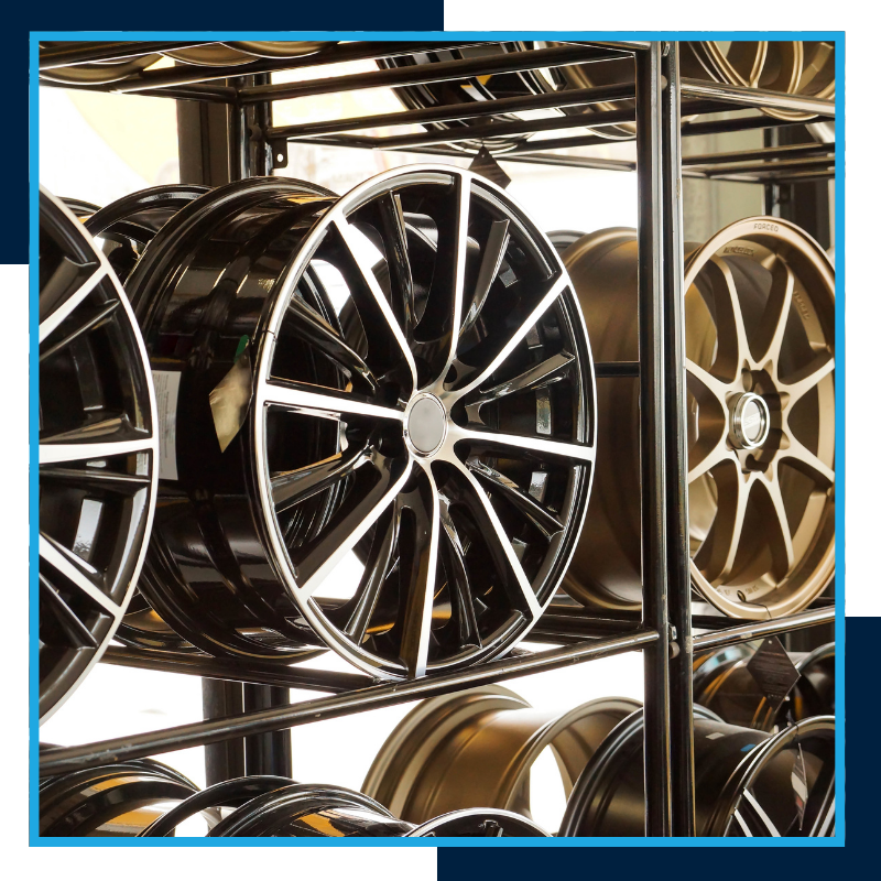 rows of wheels for sale